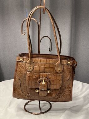 VINTAGE WILSON LEATHER Croc Print Shoulder Bag